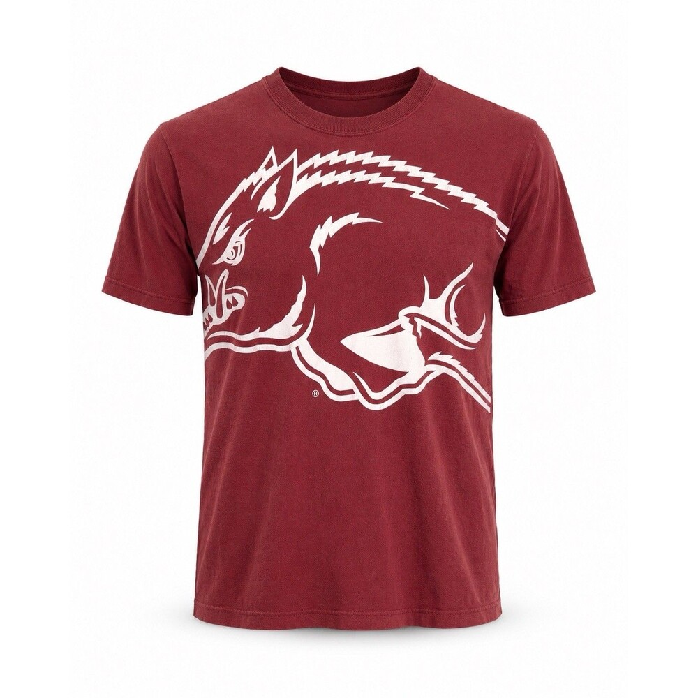NCAA Arkansas Razorbacks Red T Shirt Hog Logo Graphic Tee Size M